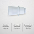 DETA White Push Bar Switch Lamp Holder B22 Bayonet Polyester 240V 6317B