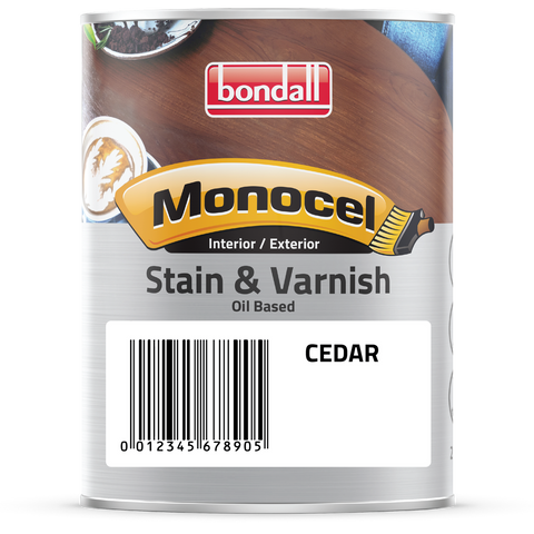 Bondall Cedar Satin Monocel Stain and Varnish 250ml Polyurethane UV Resistant - SuperSaverAU - view 1