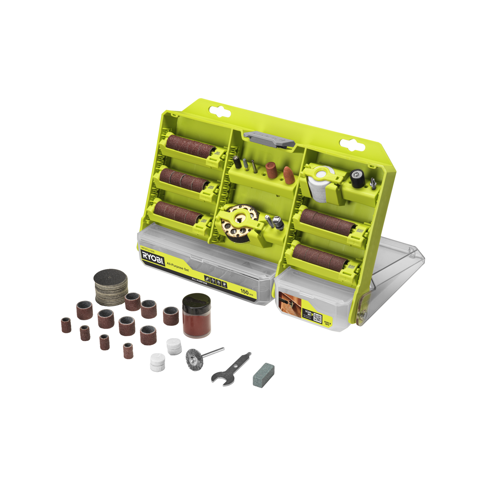 Ryobi 150-Piece Twist Lock All Purpose Rotary Set with Carry Case