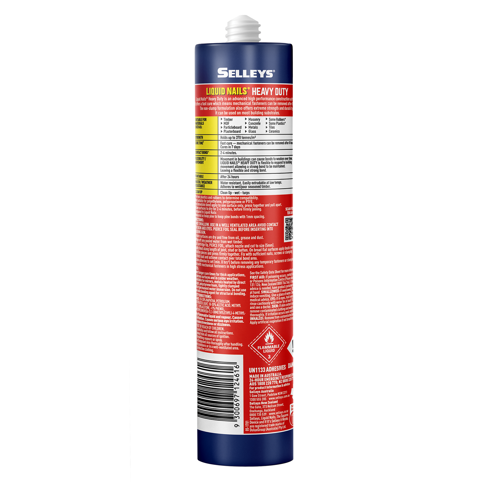 Selleys 350g Heavy Duty Liquid Nails Construction Adhesive, Solvent Based, Light Tan