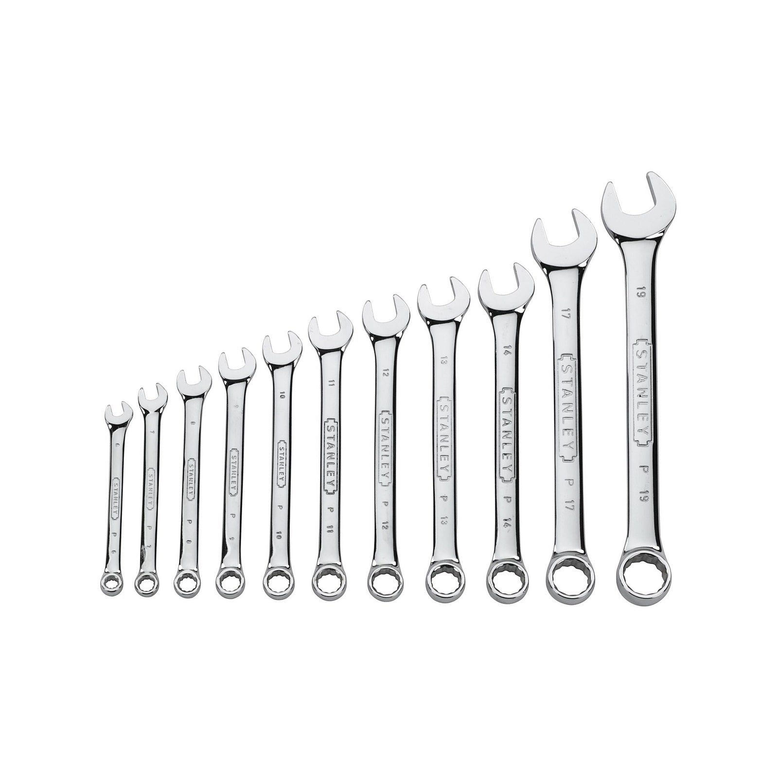 Stanley 11 Piece Metric Combination Spanner Set, Chrome, 6mm to 19mm, Rust Resistant, with Case