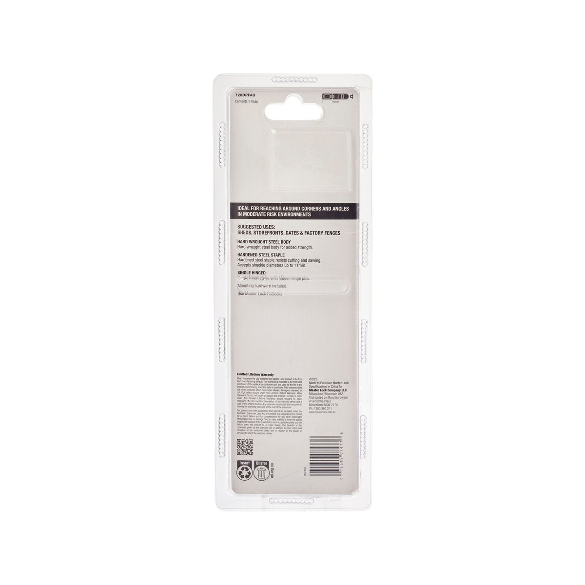 Master Lock Hasp - 160mm - Hardened Steel - Weather Resistant - SuperSaverAU - view 4