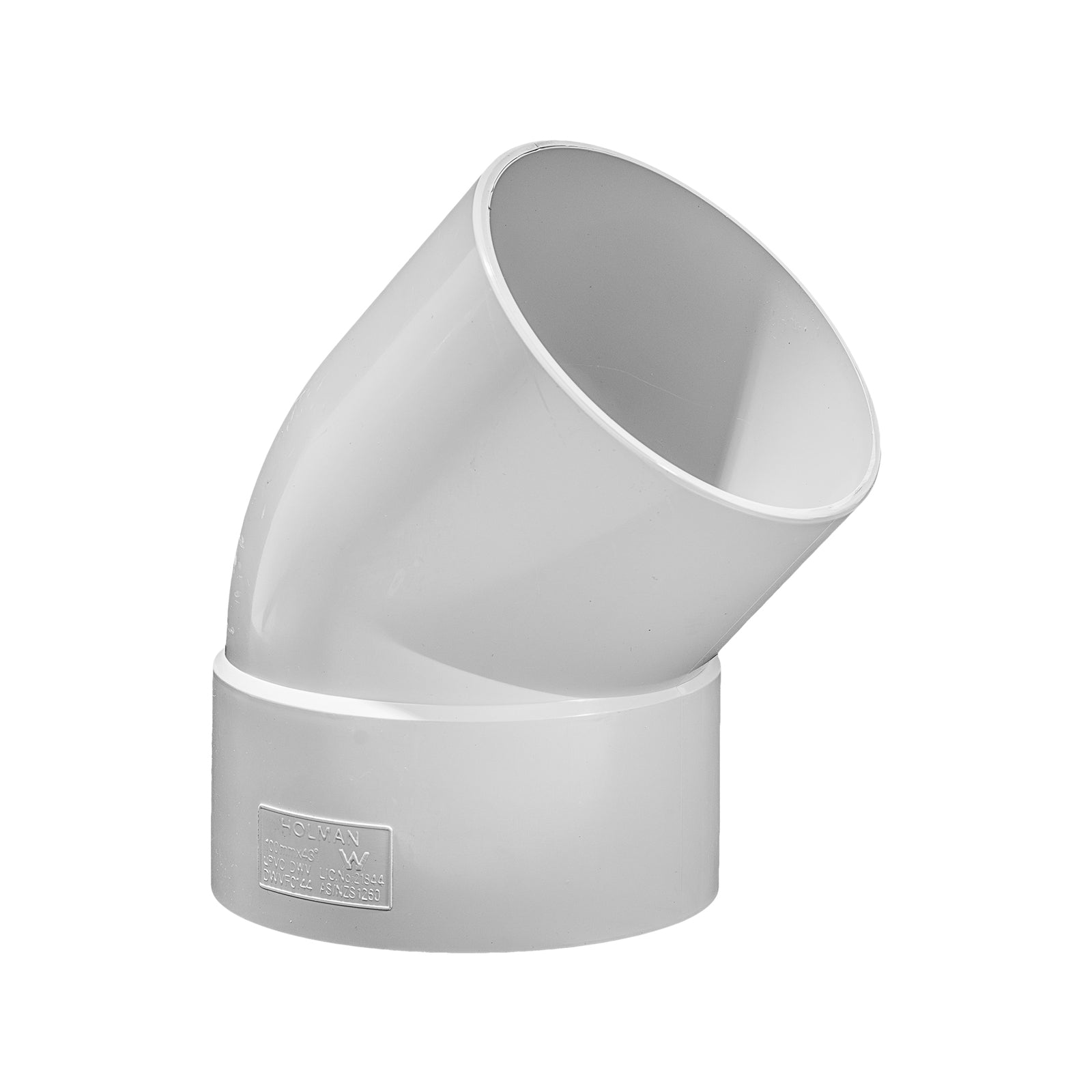Holman 100mm 43° Male and Female PVC DWV Plain Bend, Underground Rated, Grey