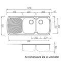 Oliveri Monet Double Bowl Topmount Sink - Left Hand Drainer - Colander and Preparation Board - MO772