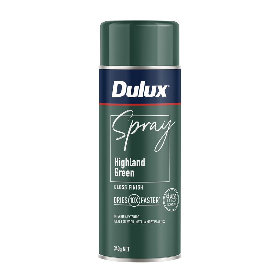 Dulux Spray Paint 340g Gloss Highland Green - Fast Drying - Self Priming - SuperSaverAU - view 1