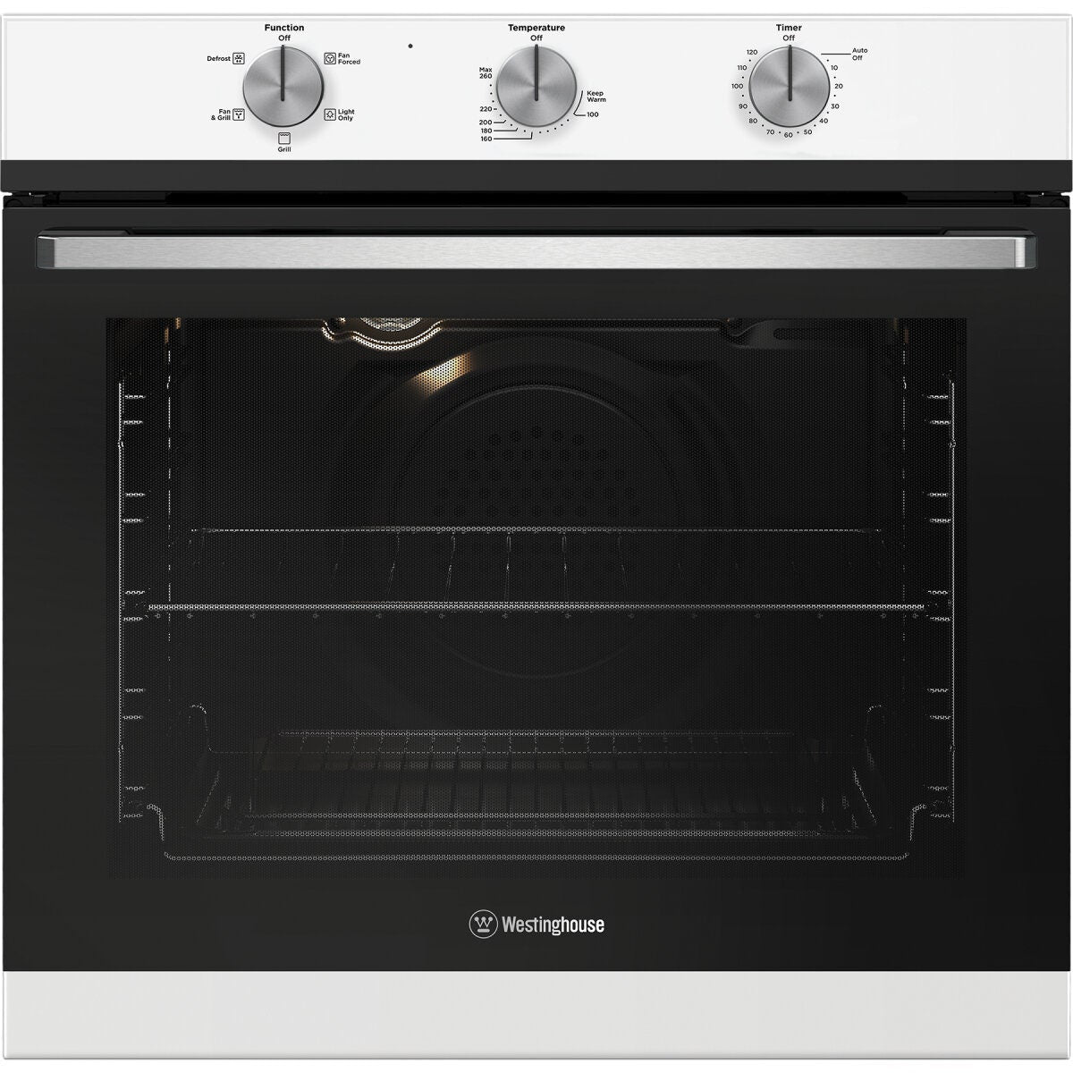 Westinghouse 60cm multi-function oven - 80L, white, 10A plug and lead, 2 hour timer - WVE6314WD