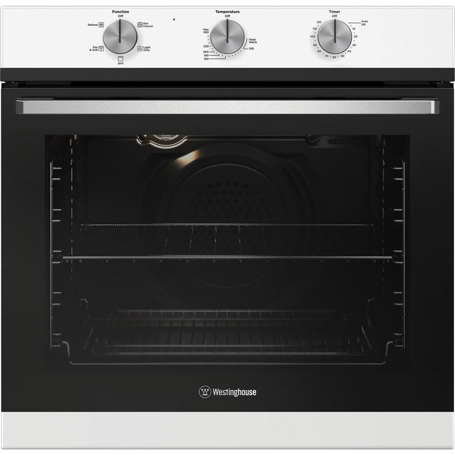 Westinghouse 60cm multi-function oven - 80L, white, 10A plug and lead, 2 hour timer - WVE6314WD