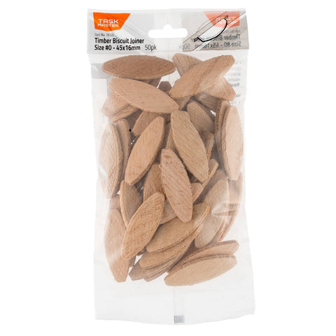 Taskmaster #0 45 x 16mm Timber Biscuit Joiners - 50 Pack