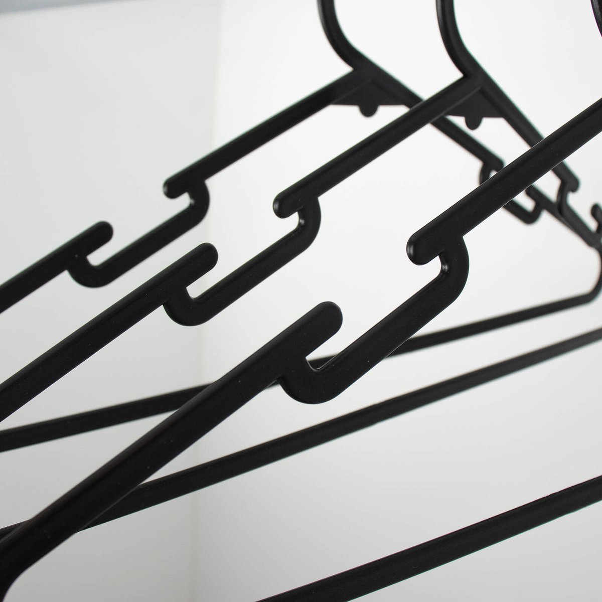 All Set Black Plastic Clothes Hanger 12 Pack - 385mm x 200mm - Anti-Slip Design