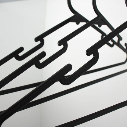 All Set Black Plastic Clothes Hanger 12 Pack - 385mm x 200mm - Anti-Slip Design