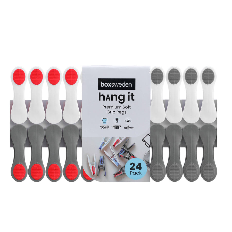 Boxsweden Premium Soft Grip Plastic Clothes Pegs 24 Pack