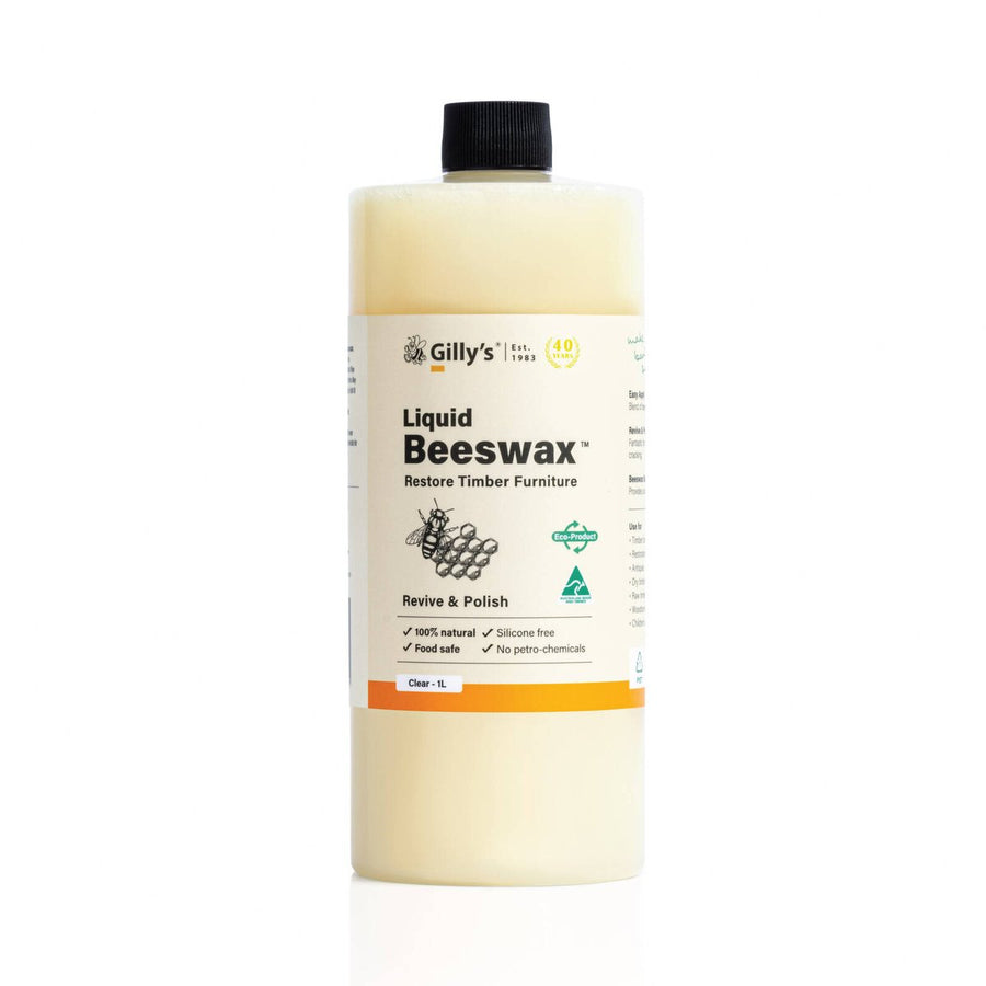 Gilly S Liquid Beeswax - 1L - Clear - Timber Polish for Soft & Hardwoods - SuperSaverAU - view 1