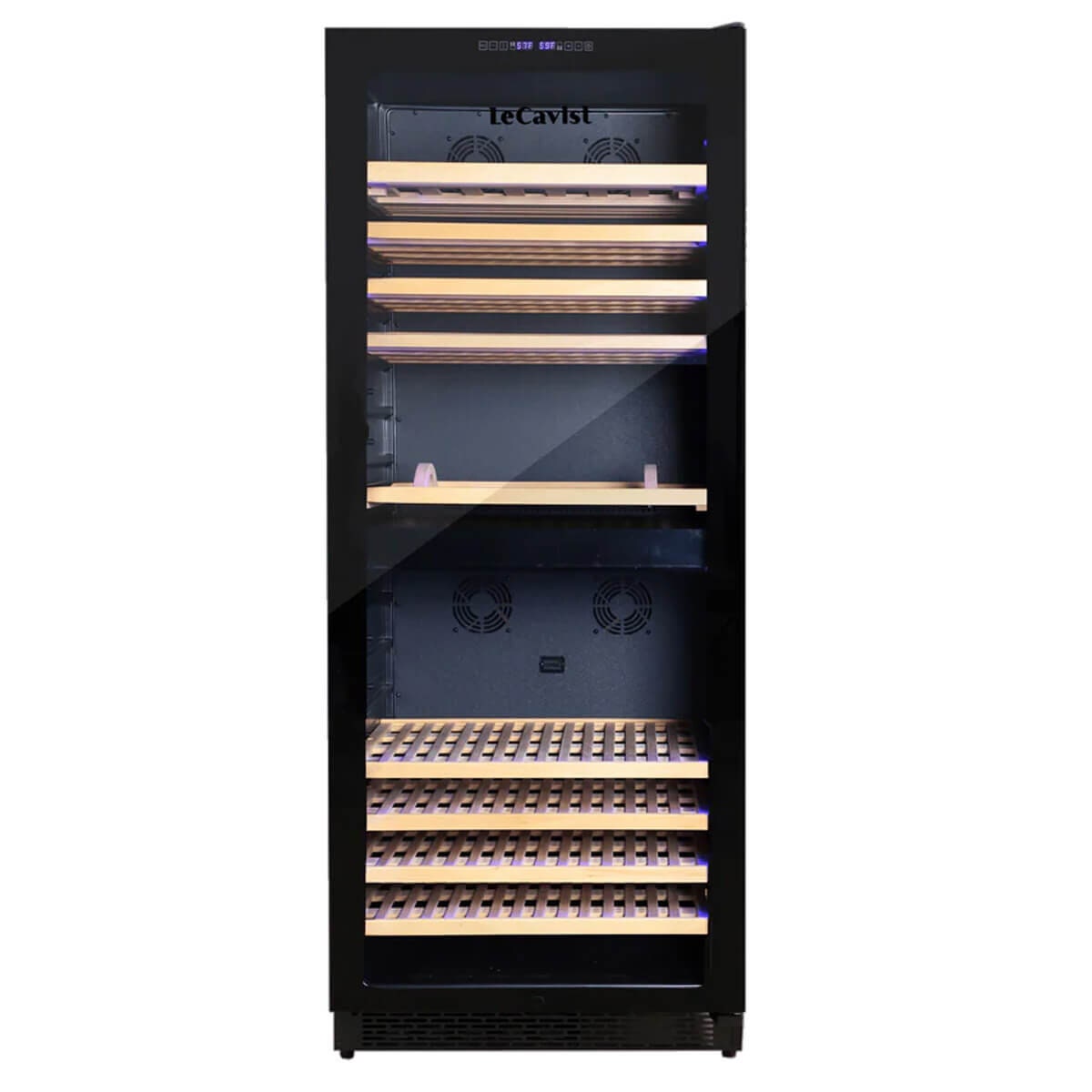 LeCavist Cuvee Rothschild 303 Bottle Dual Zone Wine Fridge - Black - 9 Wooden Shelves - LCS300VN2Z1D