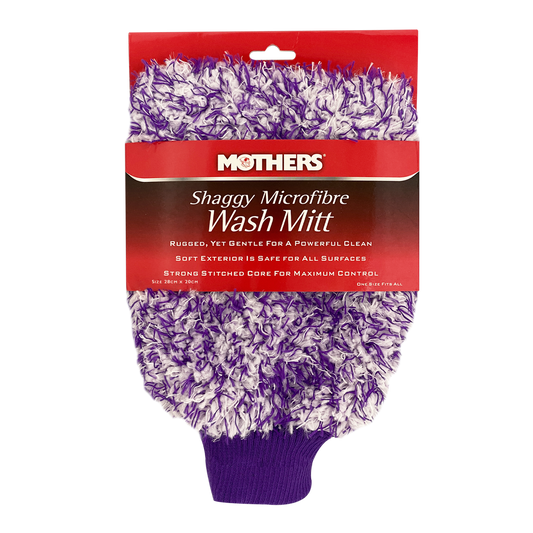 Mothers Shaggy Microfibre Wash Mitt - 200mm x 250mm - Blue - Soft & Absorbent