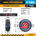 Easyroll 3.5 x 4 inch Pneumatic Rubber Wheel 3/4 inch Axle 120kg