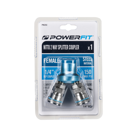 Powerfit Nitto Style 1/4" Female 2-Way Splitter Coupler PN2SC