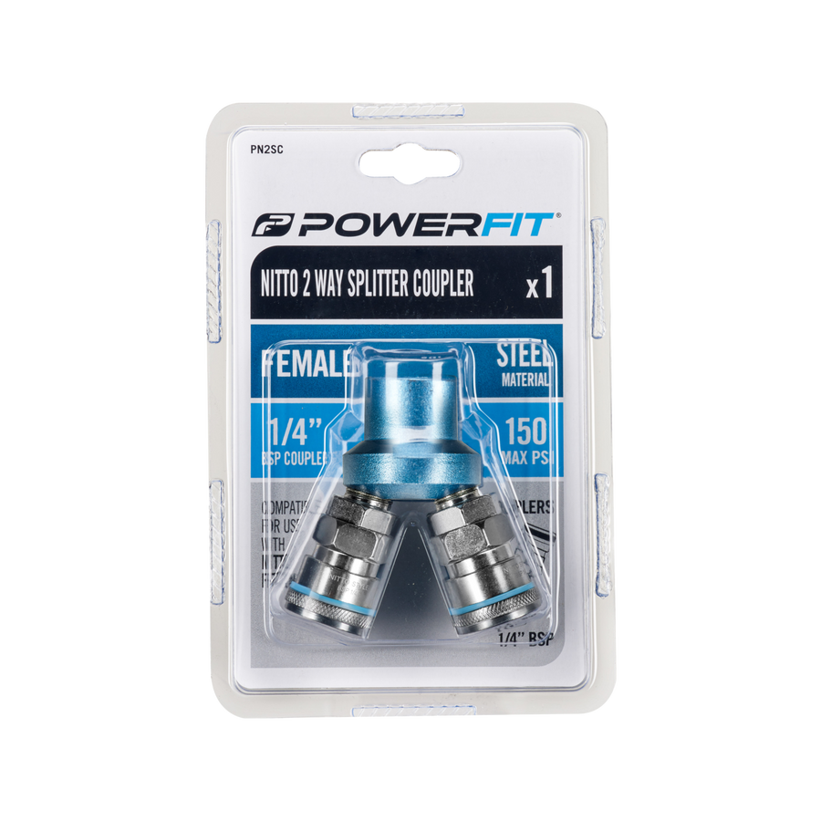 Powerfit Nitto Style 1/4" Female 2-Way Splitter Coupler PN2SC