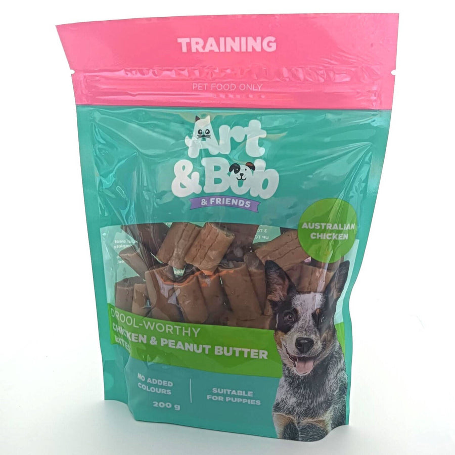 Art & Bob Chicken Peanut Butter Bites Dog Treats - 200g, Australian Made