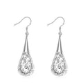 925 Sterling Silver Filled Filigree Teardrop Dangle Earrings, Silver - view 2