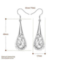 925 Sterling Silver Filled Filigree Teardrop Dangle Earrings, Silver - view 3