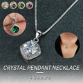 925 Sterling Silver Square Cubic Zirconia Pendant Necklace - Green - view 2