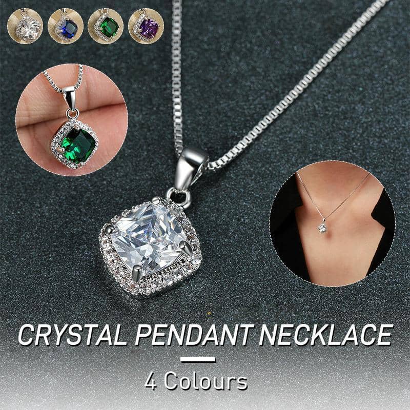 925 Sterling Silver Square Cubic Zirconia Pendant Necklace - Green - view 2