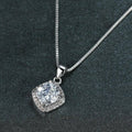 925 Sterling Silver Square Cubic Zirconia Pendant Necklace - Green - view 4
