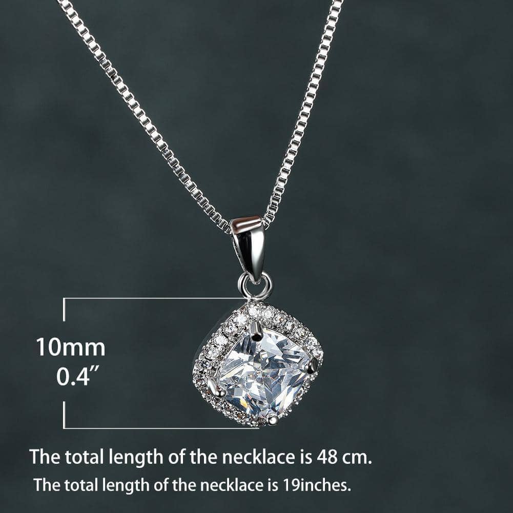 925 Sterling Silver Square Cubic Zirconia Pendant Necklace - Green - view 5
