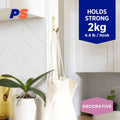 Permastik Large Brass Metal Hook - 1 Pack - Holds 2kg - Easy Application - SuperSaverAU - view 2