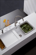 Abey Schock Preparation Station Double Bowl Topmount Sink - White Cristadur - 1140mm Wide - PD150W