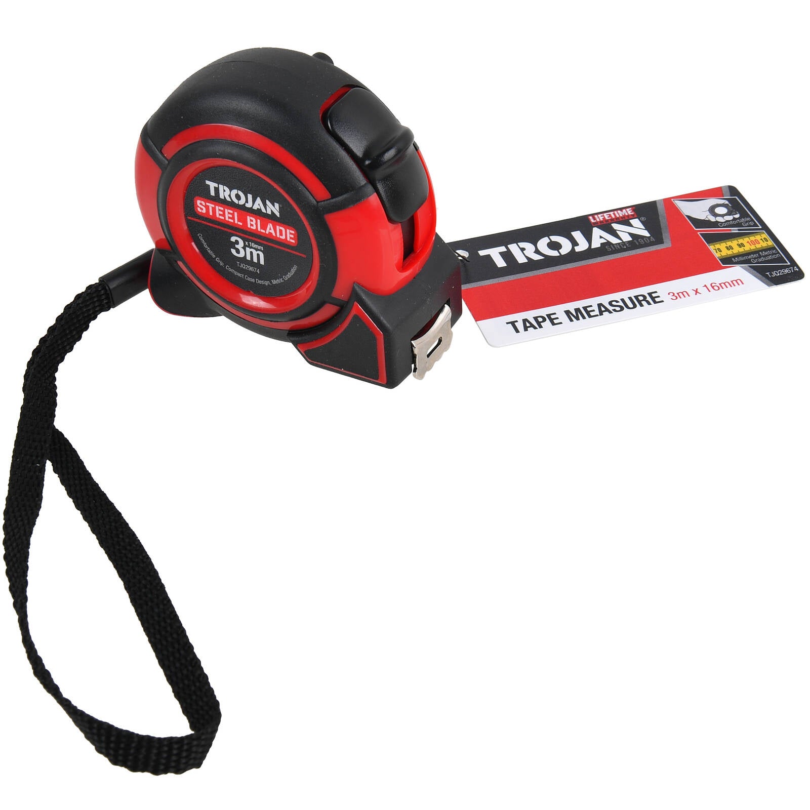 Trojan 3m Tape Measure with Metric mm Graduations