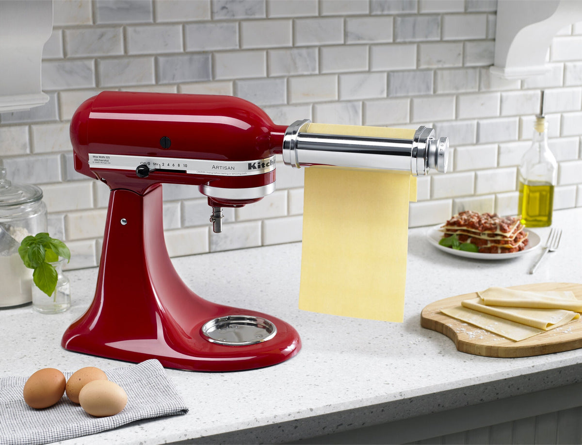 KitchenAid 3 piece pasta roller attachment - stainless steel, spaghetti and fettuccine cutters - KSMPRA