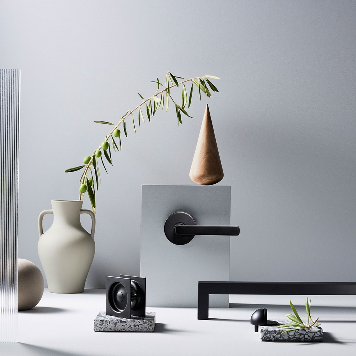 Gainsborough Matt Black Trilock Omni Allure Double Cylinder Entrance Set - 600mm Pull Handle - 316 Grade Stainless Steel