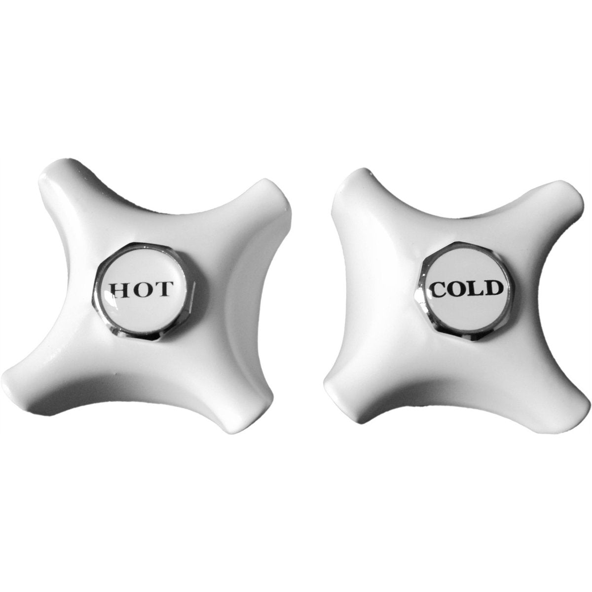 Shaw & Mason White 4 Point Cast Tap Handles Pair Zinc Alloy Durable - SuperSaverAU - view 1