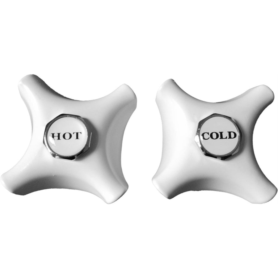 Shaw & Mason White 4 Point Cast Tap Handles Pair Zinc Alloy Durable - SuperSaverAU - view 1