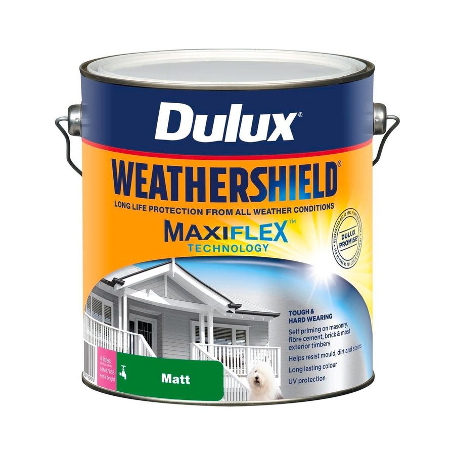 Dulux Weathershield Exterior Paint - Extra Bright Matt - 4L - 205mm x 198mm x 180mm - SuperSaverAU - view 1