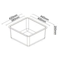 Abey Lago Single Bowl Undermount Sink - 30L, Stainless Steel, Removable Drain Tray - NL100