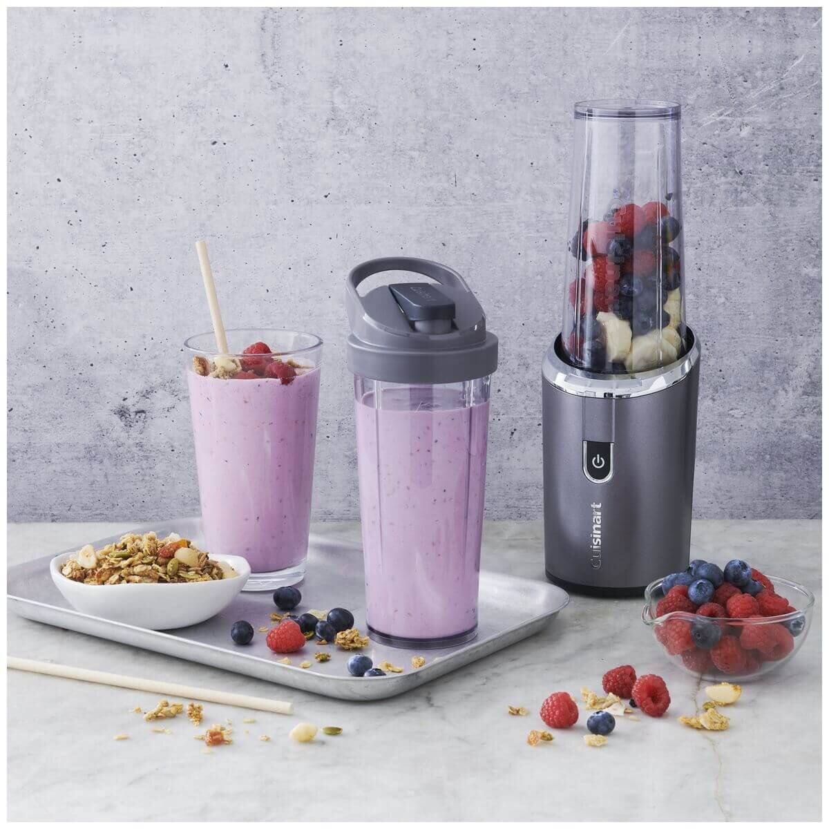 Cuisinart Cordless Personal Blender - Grey - 7.4V Lithium-Ion Battery, USB Charging, 2 Tumblers - RPB-100XA