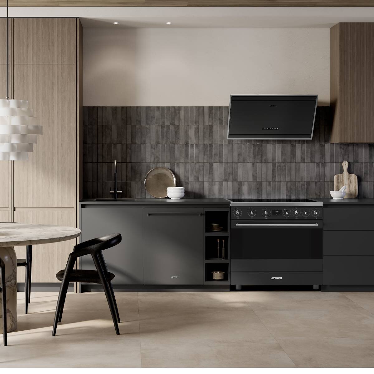 Smeg 90cm Freestanding Induction Oven - Matte Black, 5 Cooking Zones, Ever Clean Enamel - C9IMMB2