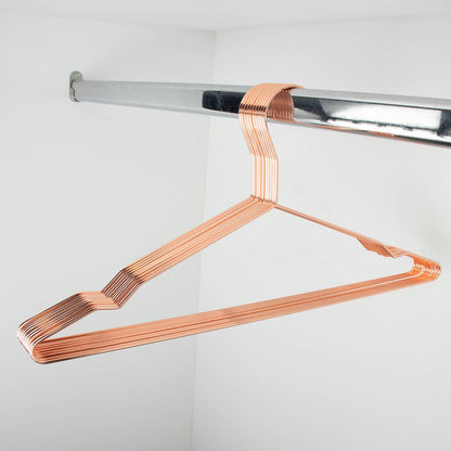 Practa Copper Metal Clothes Hangers 10 Pack - 420mm x 205mm - Durable & Space-Saving