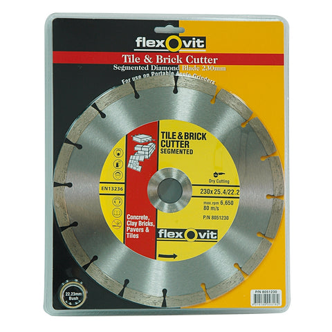 Flexovit 230 x 25.4/22mm Segmented Diamond Tile and Brick Blade