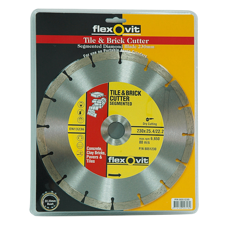 Flexovit 230 x 25.4/22mm Segmented Diamond Tile and Brick Blade