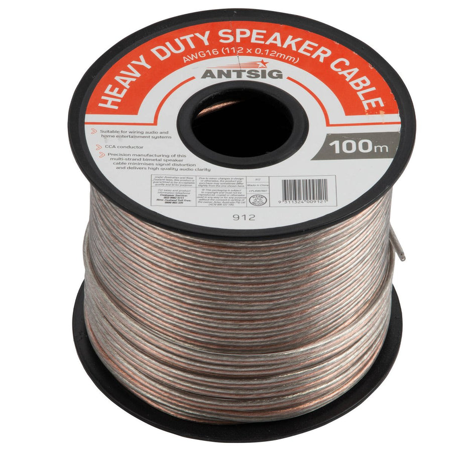 Antsig Clear Speaker Cable Reel 100m PVC CCS Audio Clarity - SuperSaverAU - view 1
