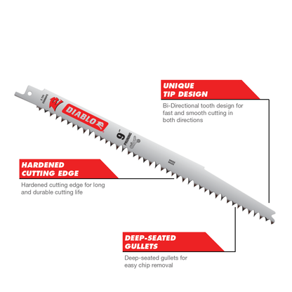 Diablo Reciprocating Saw Blades - 9" - Steel - Pruning - 5 Pack
