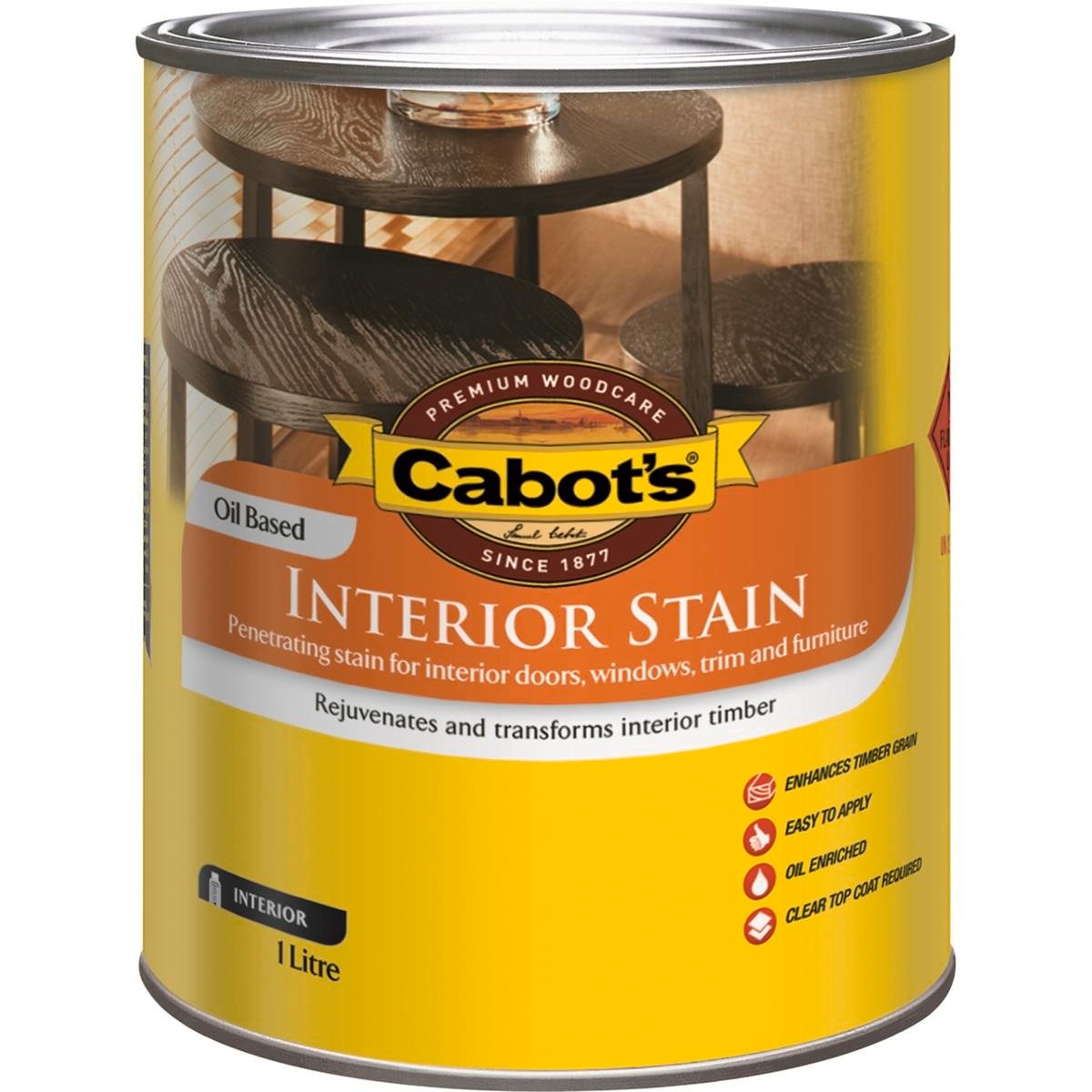 Cabot S Interior Stain - 1L - Cedar - Oil Based - Easy Application - SuperSaverAU - view 1