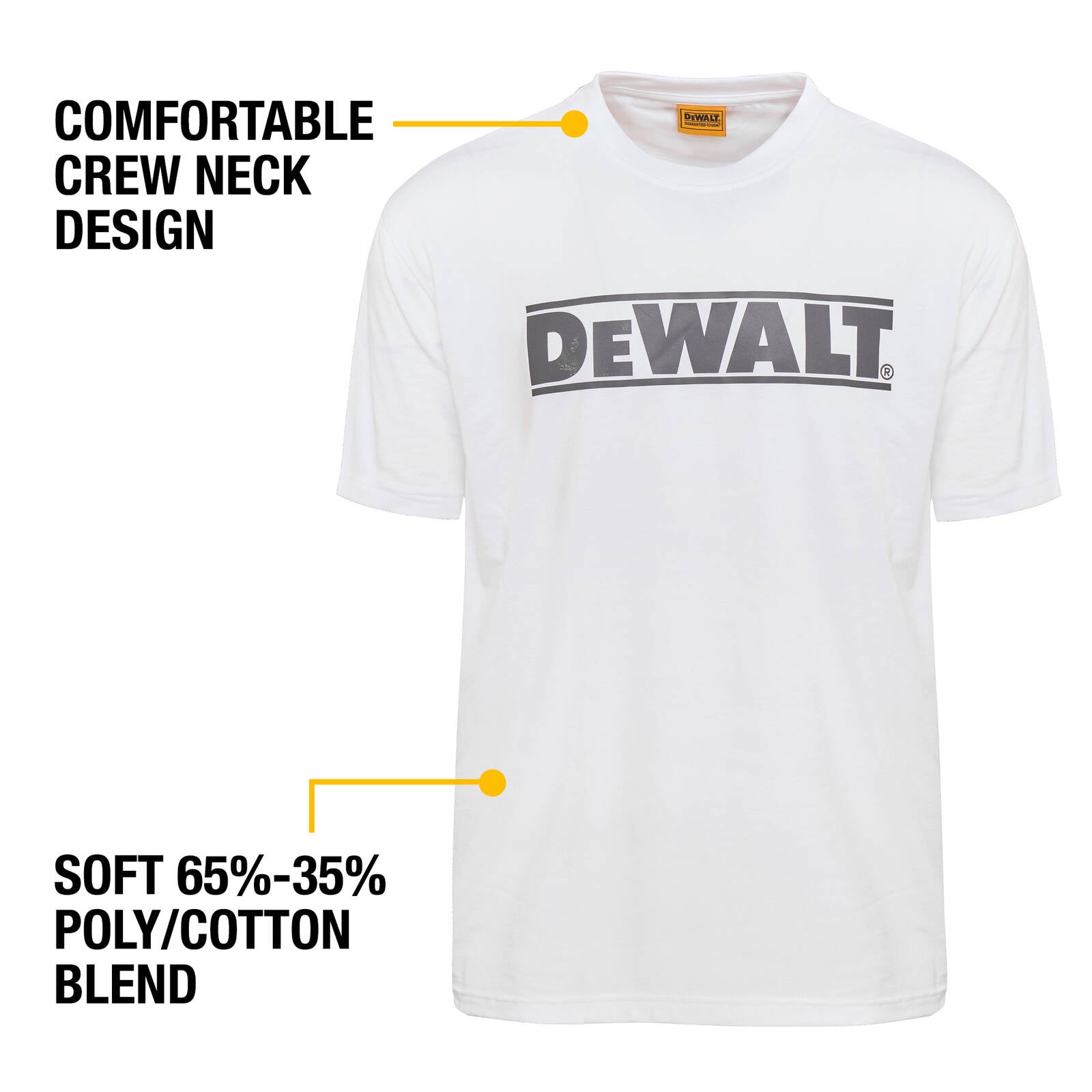 DEWALT Oxide White Crew Neck Shirt - Men's Size XXL, Cotton Polyester