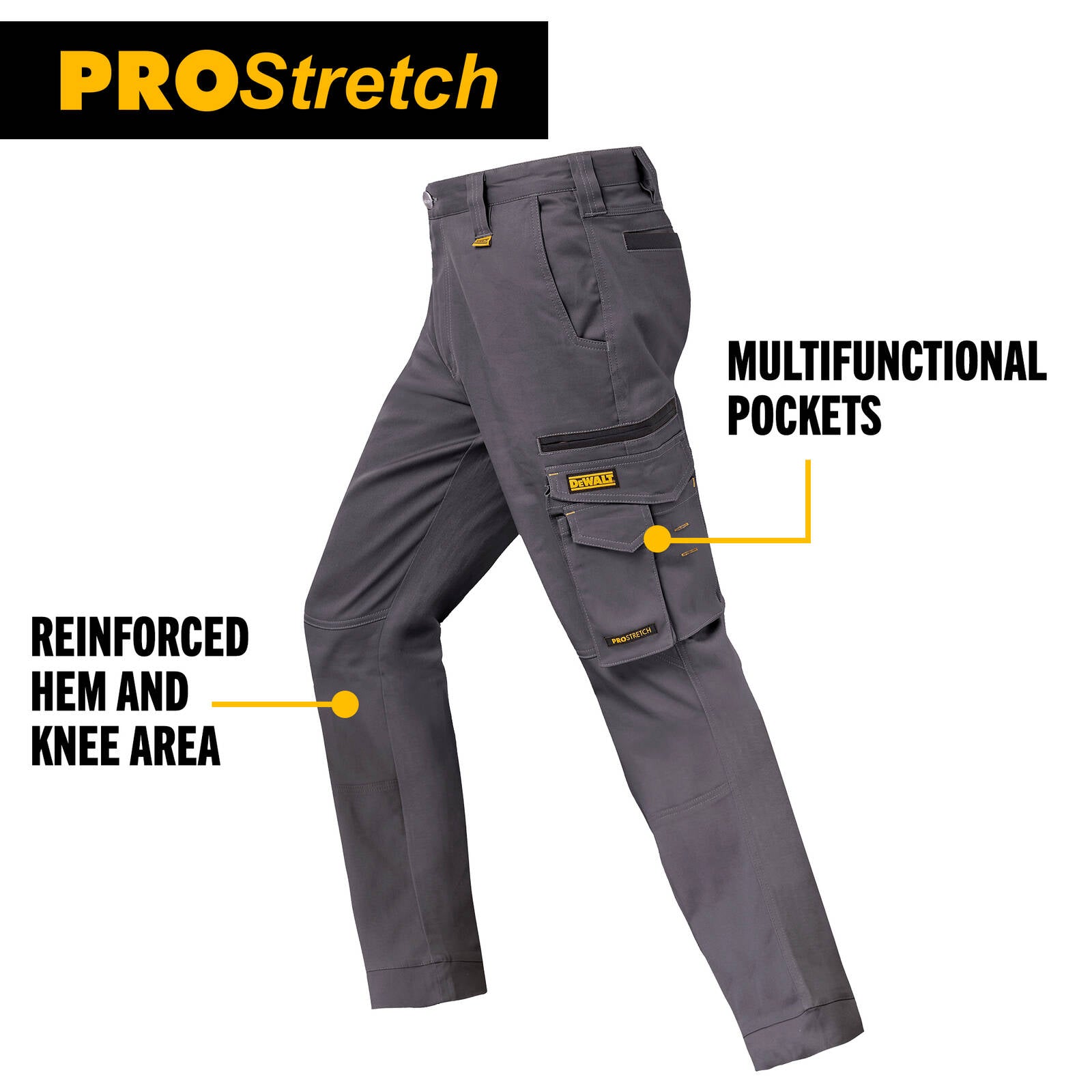 DeWALT Acoma PROStretch Trousers Grey Size 40 - Cotton/Spandex
