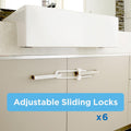 Perma Child Safety White Adjustable Sliding Cabinet Locks - 6 Pack