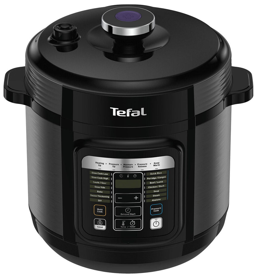 Tefal Home Chef Smart 6L Multicooker - 15 Pre-Set Programs, Fast Pressure Cooking, Black - CY601