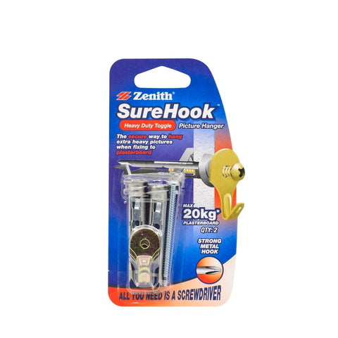 Zenith Picture Hanger - 20kg - Steel/Zinc Alloy - Heavy Duty - 2 Pack - SuperSaverAU - view 1
